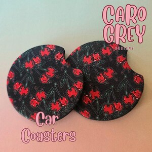 Trippy Cherry Coasters | dripping cherry cup holder | cute alt Car accessories