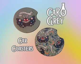 Mothman  Car coasters | Cryptid creature car accessories | moth man believes in you cup holders