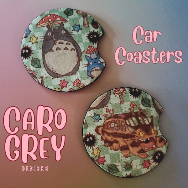 Cottagecore anime spirit animals car coasters | dust sprite car accessories | cute nostalgic decor