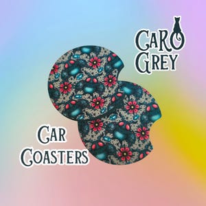 Mothman Tattoo Car Coasters | Cryptid Creature Accessories (Set of 2)
