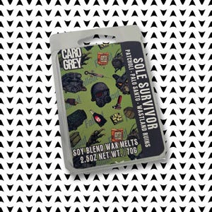 Sole Survivor Wax Melt clamshell, woodsy | masculine, unisex gaming inspired scented snap bar 2.5oz