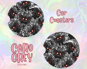 Cute Mothman Car Coasters | cryptid west Virgina cup holder | spooky creatures Car accessories