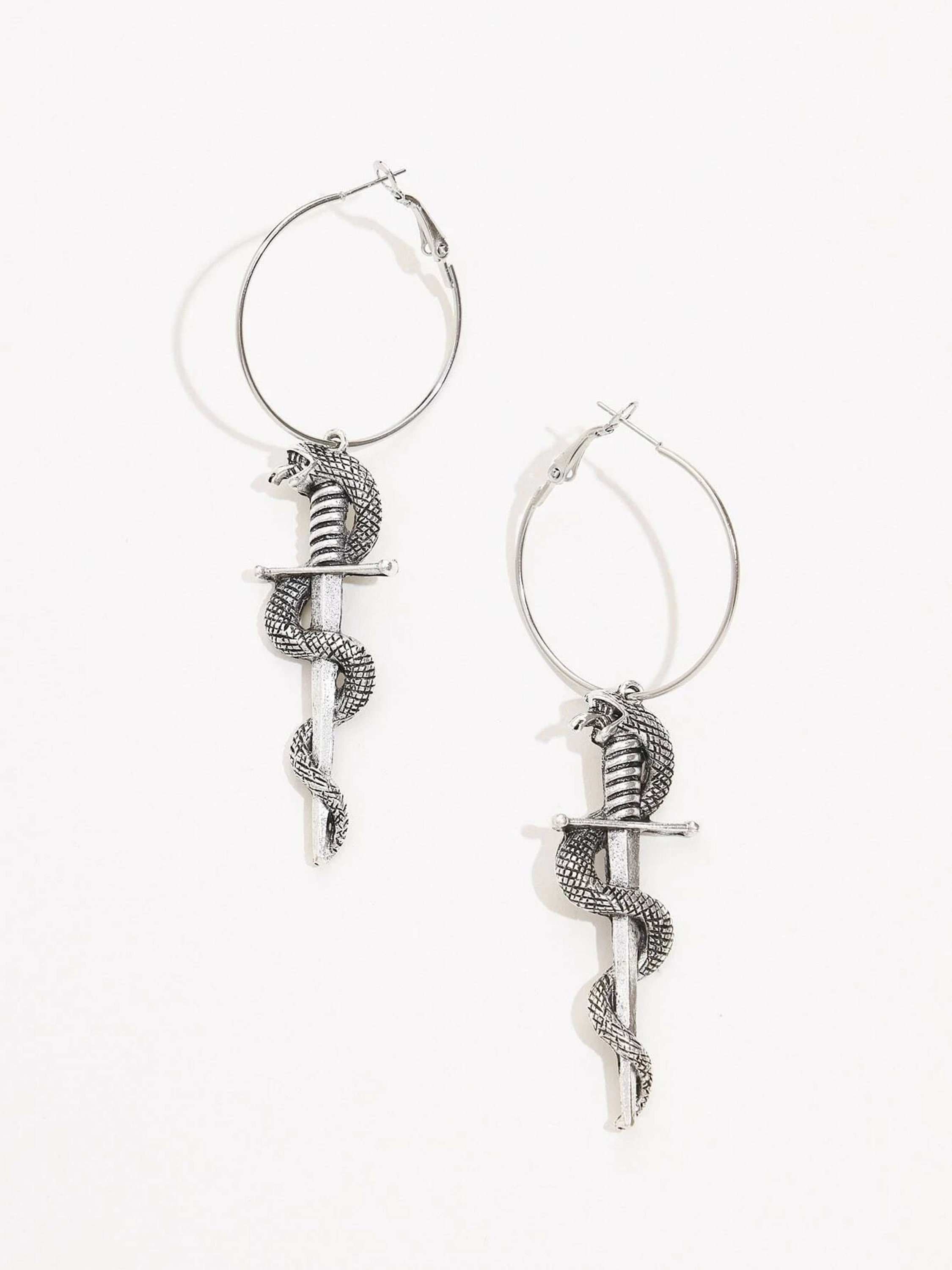 Sword and Snake Earrings Alt Earrings E Girl Accessories Etsy