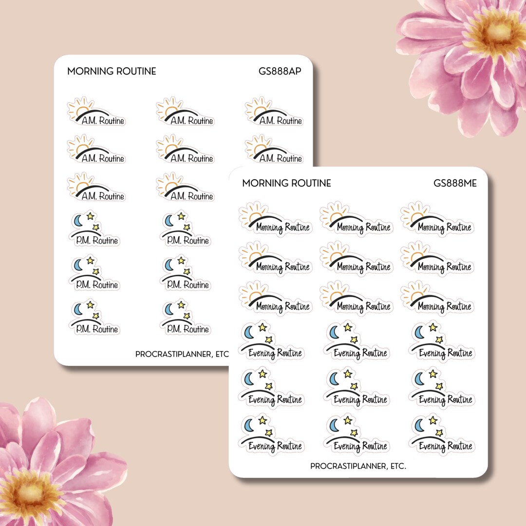 Morning and Evening Routine Stickers AM/PM Format Planner Stickers - Etsy
