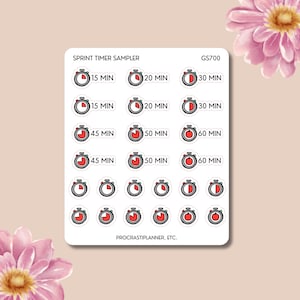Sprint Timers 20/30/45/50/60 Min Productivity Tracking Planner Stickers