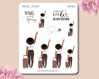 I'm Out Travel Noire Black Woman Planner Stickers