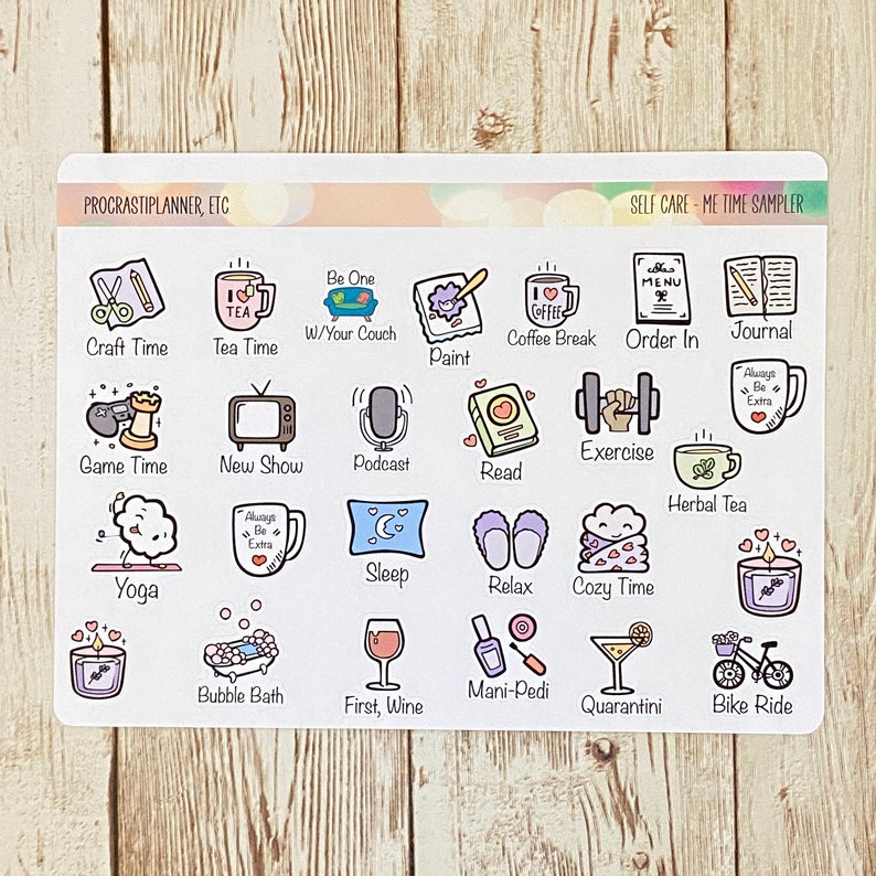 Self Care - Me Time Planner Stickers Sampler for Habit Tracking or ...