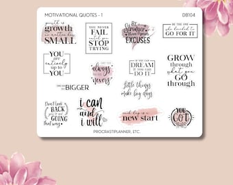 Motivational Quotes 1 Stickers | Inspirational Planner Stickers for Journals, Goals, Productivity & Self Care