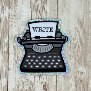 Write - Schreibmaschine Glitter Edge wasserdichter Aufkleber, Abziehbild
