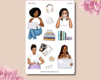 The Boss Professional Black Woman Working Planner Stickers