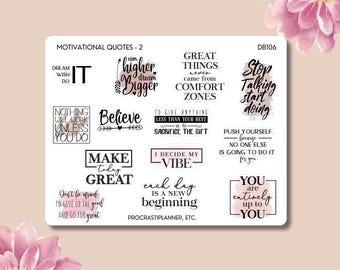 Motivational Quotes 2 Stickers | Inspirational Planner Stickers for Journals, Goals, Productivity & Self Care