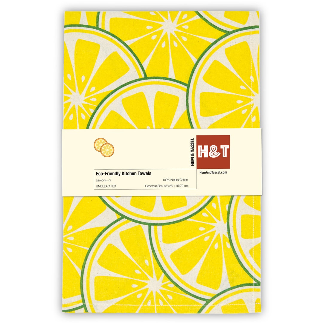 Premium Unbleached Cotton Towels ALMOST SOLD OUT Sliced Lemon Printed