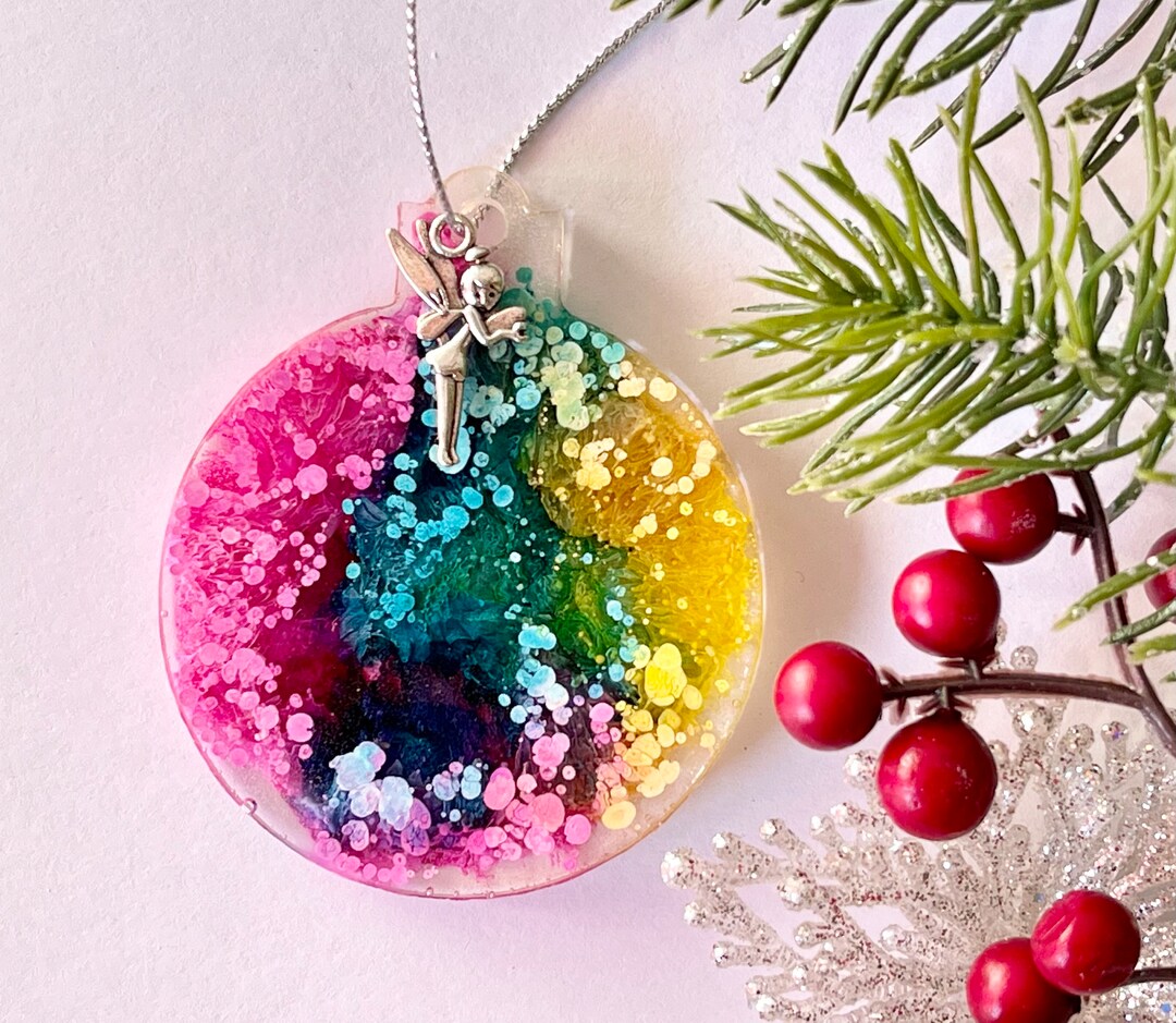 Alcohol Ink Christmas Tree Ornaments Resin Ornaments, Alcohol Ink Art