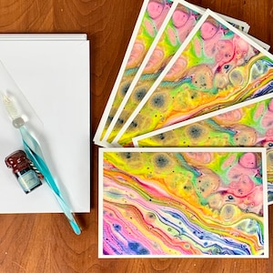 5 x 7 cartes de correspondance vierges artistiques originales, cartes de correspondance artistiques Flow, lot de 6, acrylique pour papeterie