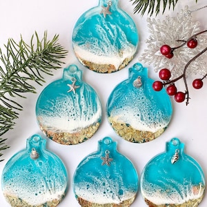 Beachwave Ornaments |Ocean Inspired Ornaments | Resin Ornaments, Tree Ornaments, Christmas Gift Ideas, Beach Christmas Ornament | QTY 1 EACH