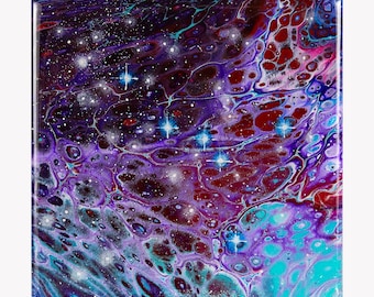 銀河の絵画。抽象画。流体アート レインボー アクリル。宇宙の絵画