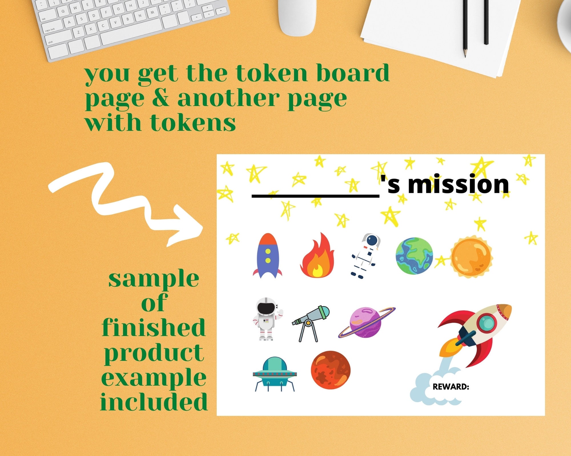 Token Board Printable Rocket Ship Theme Reinforcer Chart | Etsy