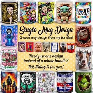 Single Mug Wrap - Choose Any Design from My Bundles! - PNG Sublimation Wrap Personalized Choice. Delivery Within 24 hours.