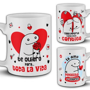 10 Diseños Flork Amor Para Tazas 11oz. Plantillas San Valentín Sublimación En Español. Deformitos Día Del Amor Divertido. Incluye Mockups.
