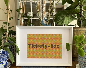 Tickety-Boo cross stitch pattern | Quote wall art | Digital PDF pattern by CROSS & STITCH