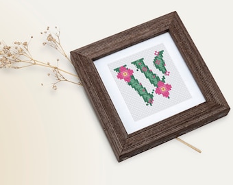 Monogram cross stitch pattern, Floral letter W embroidery pattern, Wedding cross stitch, Cross stitch alphabet patterns by CROSS & STITCH