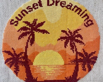 Sunset on a beach cross stitch pattern | Digital PDF pattern by CROSS & STITCH