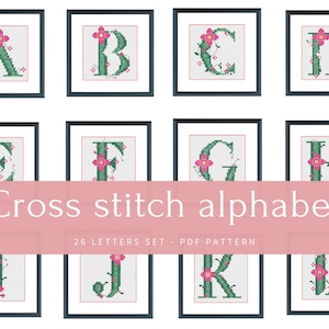 Cross stitch alphabet patterns by Cross & Stitch | Monogram cross stitch pattern | DIY personalised Cross Stitch Pattern