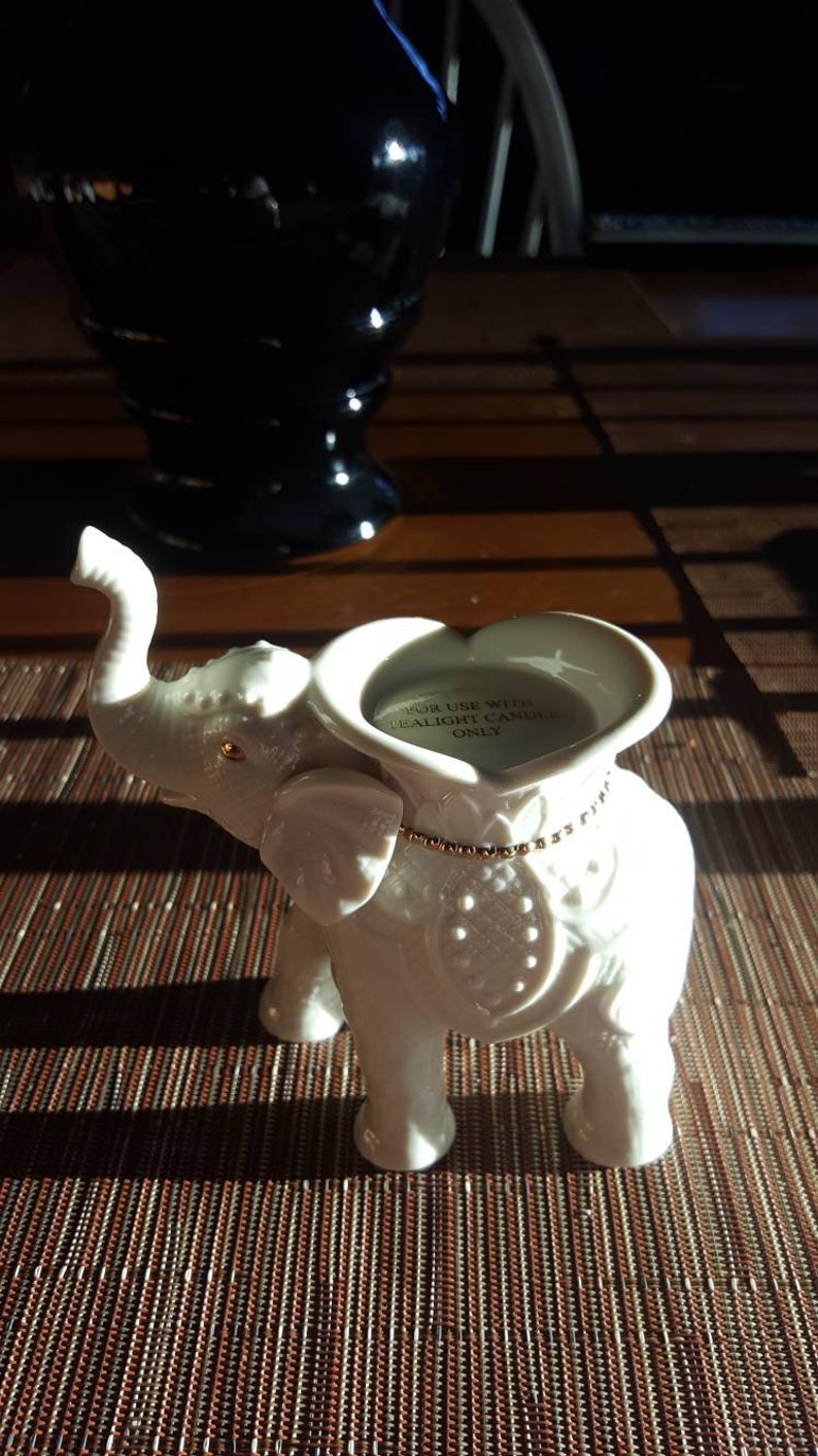 Vintage LENOX Porcelain Ivory Elephant Tealight Candle Holder Etsy