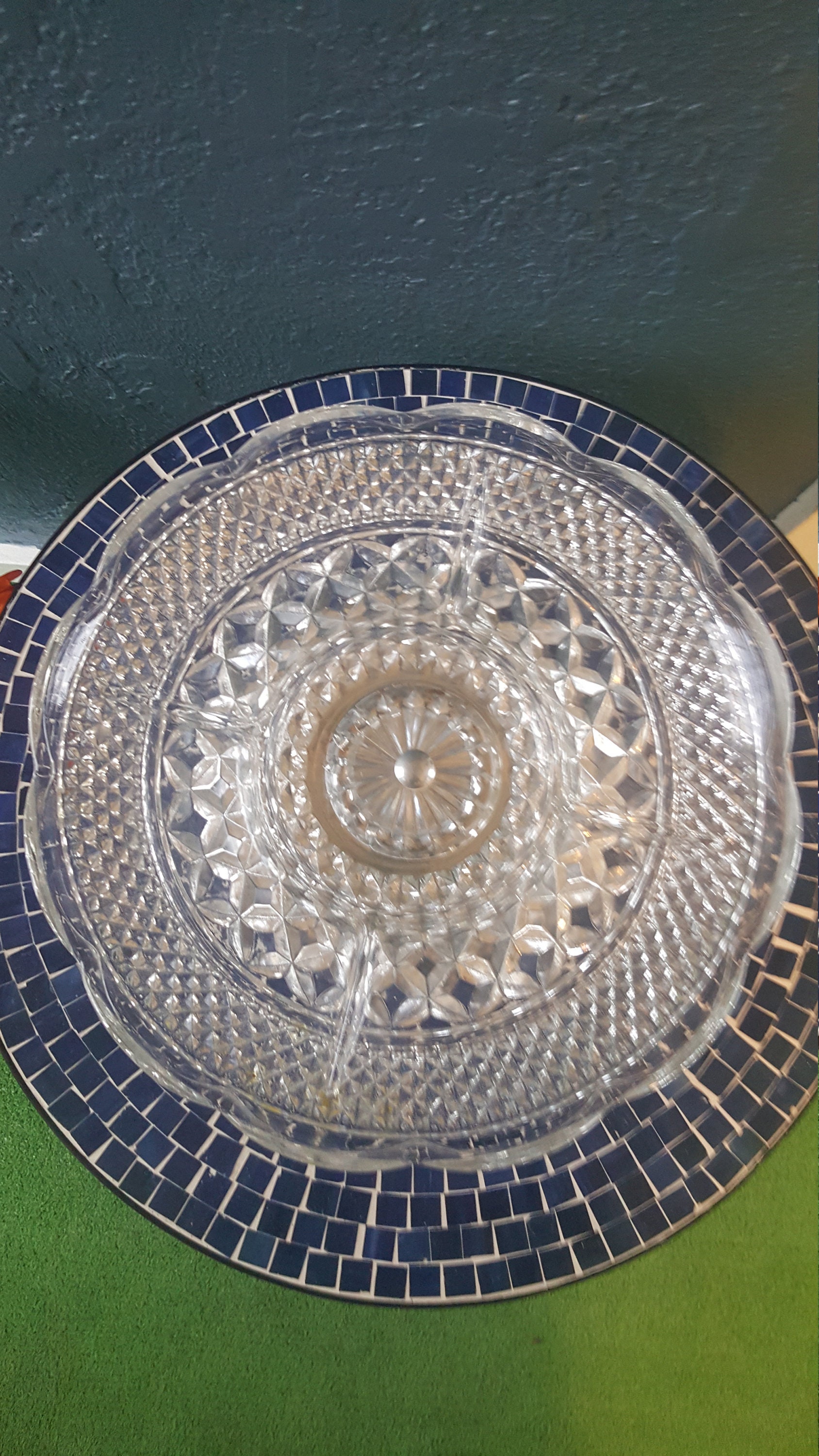 REVOLVING Vintage Lazy Susan Cut Glass on Silver Metal Base Etsy