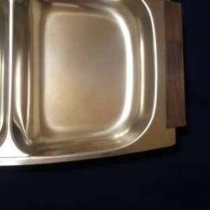 Vintage STAINLESS STEEL Divided Vegetable Dish Mid Century Decor 1970s image 3