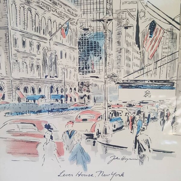 Litografía enmarcada de mediados de siglo de Lever House New York de John Haymson