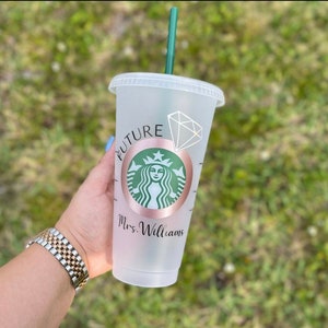 Personalized Engagement Starbucks Reusable Cup | Engagement Gift | Future Mrs | Valentines day Gift | Birthday Gift | Bridal Gift for Bride