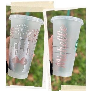 Disney Castle Personalized Starbucks Cup , Starbucks Cup , Valentines Gift , Disney Starbucks Tumbler , Personalized Handmade Gift For Her image 1