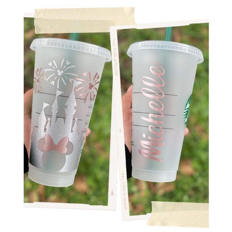 Disney Castle Personalized Starbucks Cup , Starbucks Cup , Valentines Gift , Disney Starbucks Tumbler , Personalized Handmade Gift For Her image 1