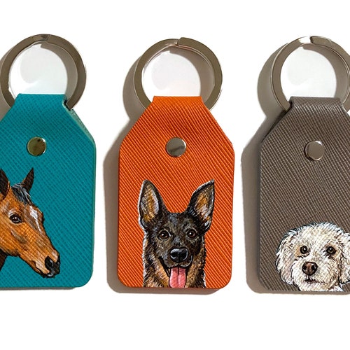 Custom Dog Keychain Hand Painted Pet Portrait Peekaboo Pet Etsy
