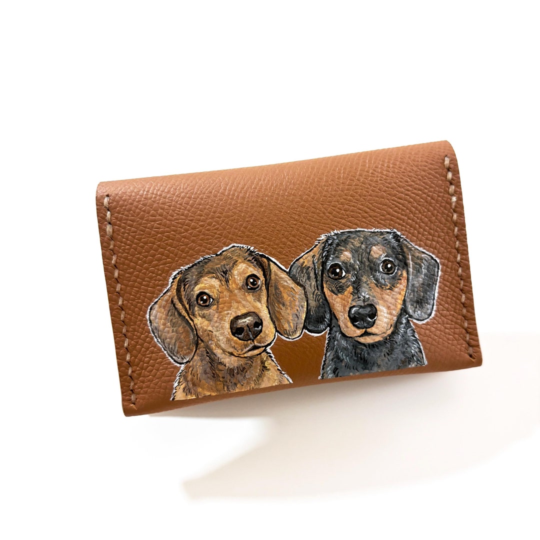 Dog Wallet Hand-painted Pet Portrait Leather Cardholder: Personalized Dog Wallet ...