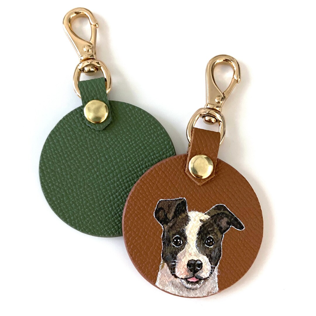 Custom Pet Keychain, Handmade Bag Charm, Pet Portrait, Leather Keychain