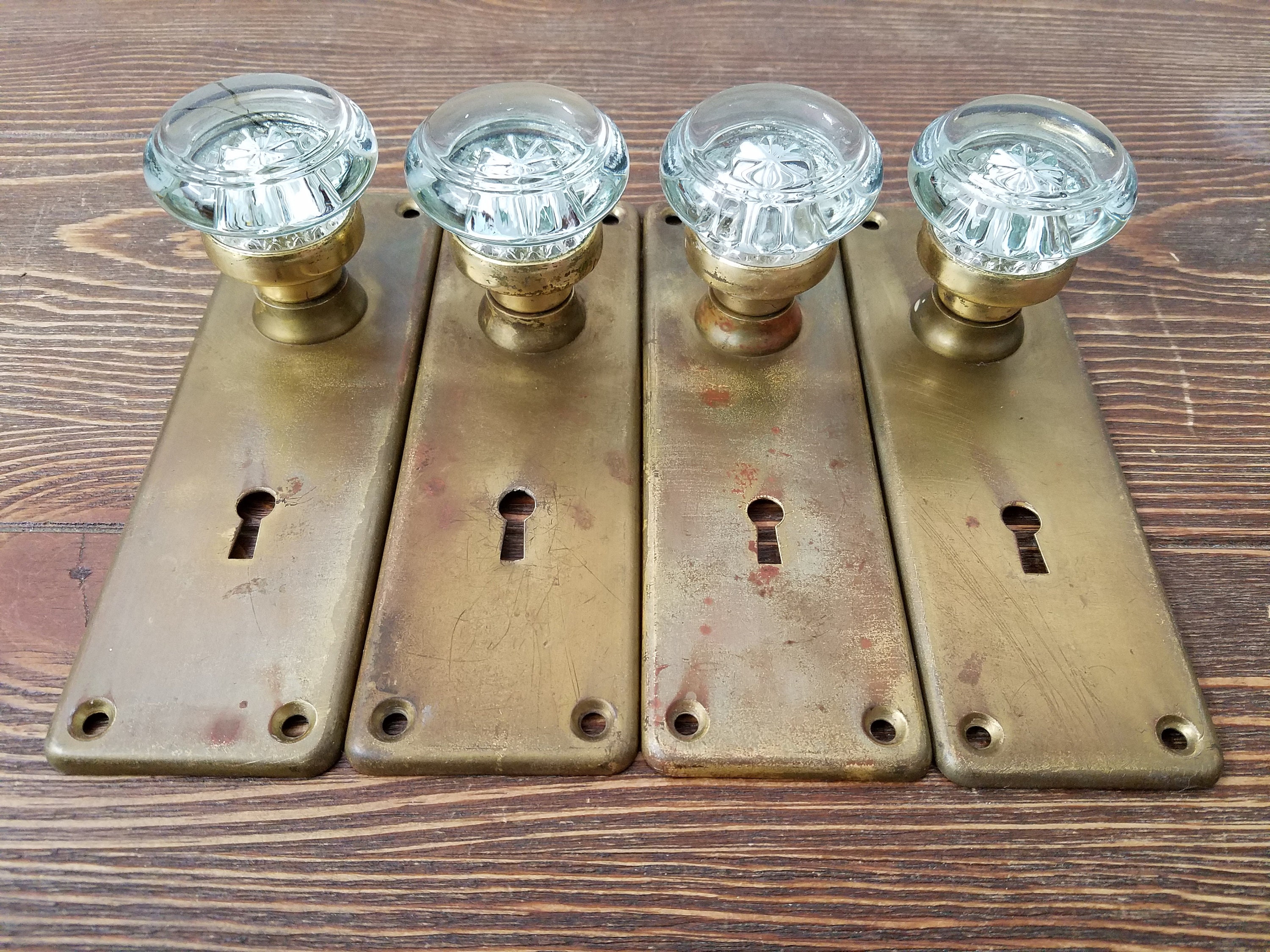 Antique Glass Dummy Door Knobs Round Dexter Glass on Wrought Etsy