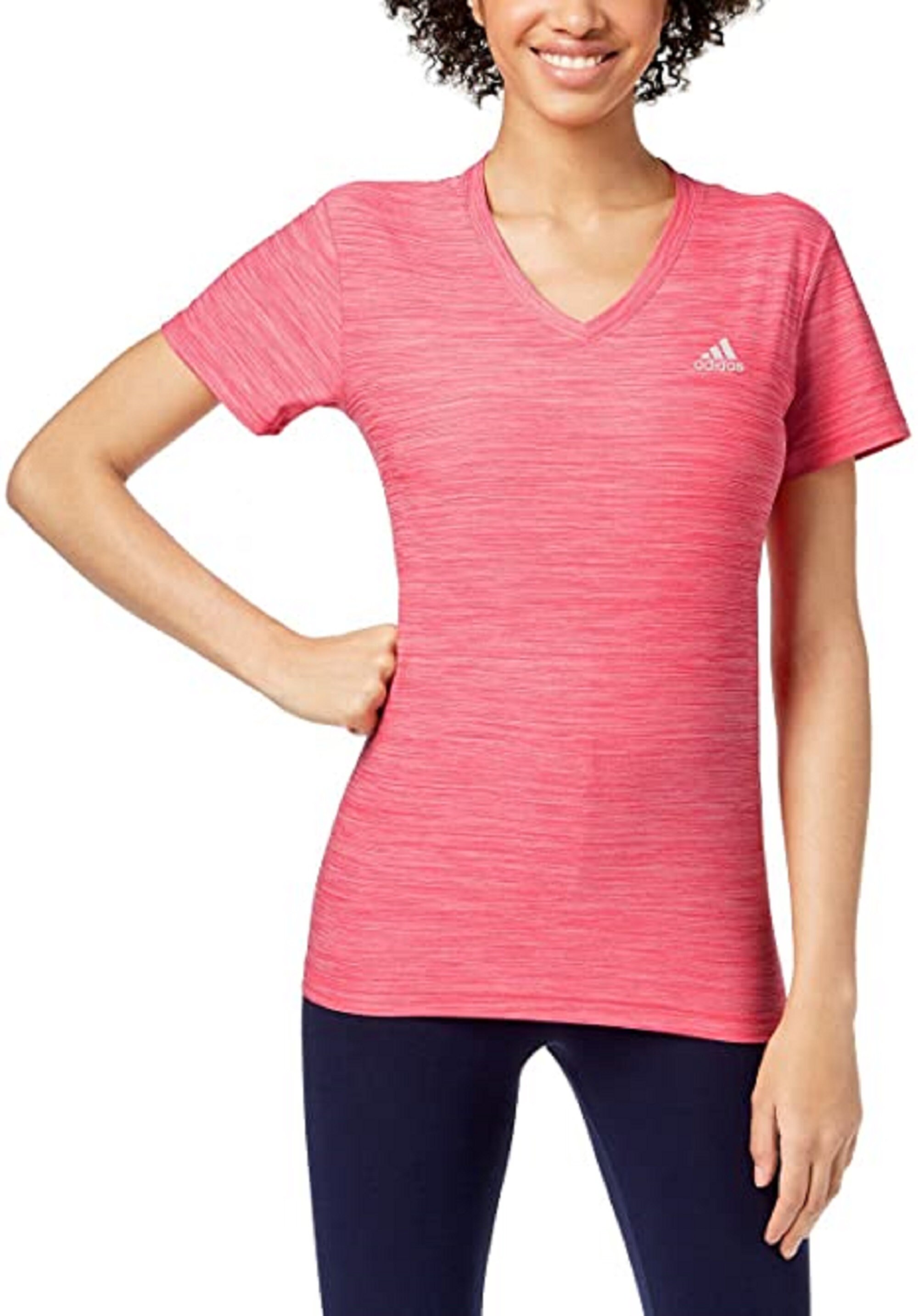 Adidas Women's Ultimate Short Sleeve V-Neck Tee PINK S | Etsy
