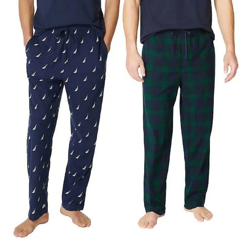 Nautica Mens 2Pack Fleece Lounge Pants GREEN NAVY S Etsy