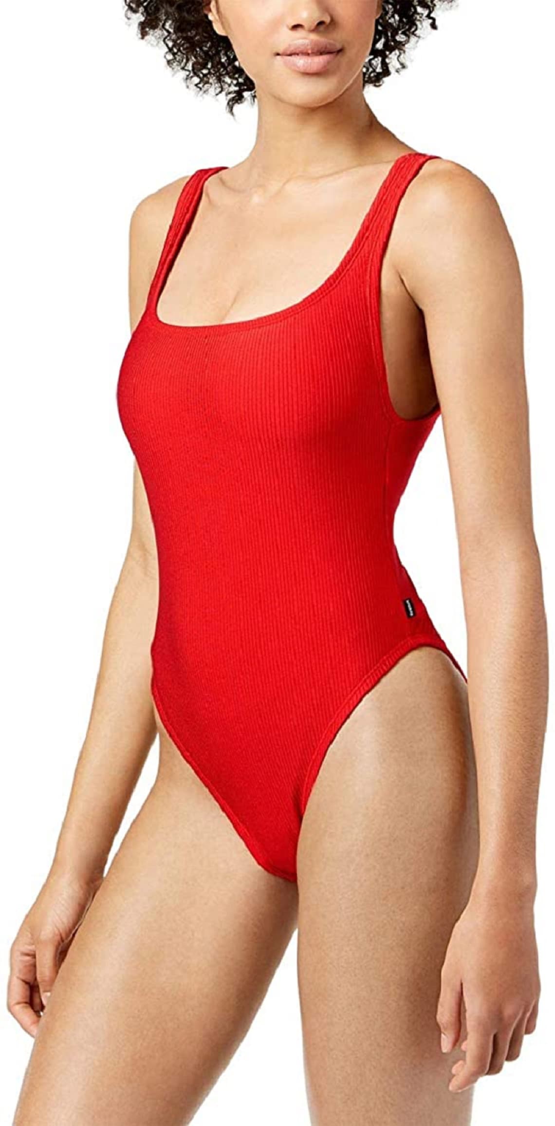 Reebok Women's HighLeg Ribbed OnePiece Swimsuit Red M Etsy