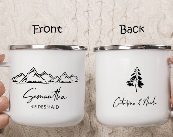 Bridesmaid Camping Mug Cup, Wedding Favor, Bride tribe Gift, Bridal Shower, Maid Of Honor Proposal, Bachelorette Party, Gift Box Idea H002