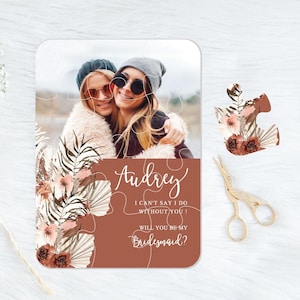 Carte puzzle photo personnalisée, cadeau de proposition de demoiselle d'honneur, serez-vous ma demoiselle d'honneur demoiselle d'honneur, cadeau de mariage automne, idée de boîte cadeau Z229