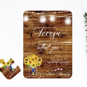 Carte puzzle pour proposition de demoiselle d'honneur, seras-tu ma fille d'honneur, demoiselle d'honneur, idées de coffrets cadeaux pour maman, cadeau de mariage personnalisé Shower nuptiale Z010