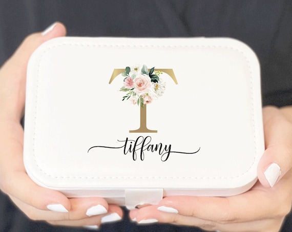 Travel Jewelry Case, Bridesmaid Gift, PU Leather Jewelry Box, Personalized Gift Box, Wedding Bridal Shower Bridal Party, Gifts for Her J004