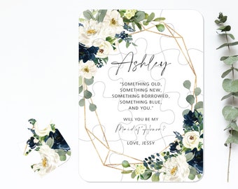 Personalized Bridesmaid Proposal Puzzle: Floral Wedding Favor Z030