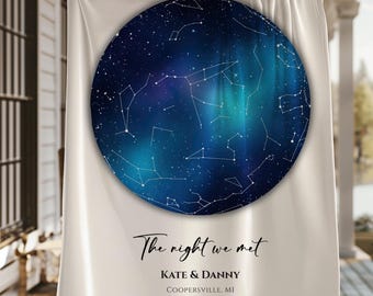 Personalized Star Map Sherpa Blanket: Anniversary Constellation Gift