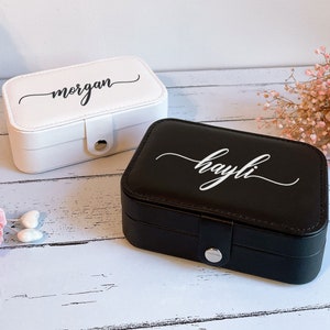 Personalized Travel Jewelry Case, Bridesmaid Gift, PU Leather Organizer