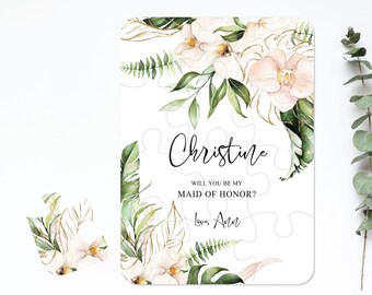 Bridesmaid Proposal Puzzle: Tropical Floral Bridal Party Favor Z023