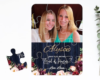 Bridesmaid Proposal Puzzle Card, Will You Be My Flower Girl Maid of Honor Mom Gift Box Ideas, Personalized Photo Puzzle Ask Bridesmaid Z013